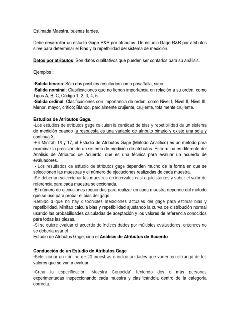 Gage R&R Atributos | PDF | Tolerancia de ingeniería | Medición