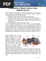 Compatibility of Metals & Alloys in Neat Methanol Service