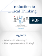 Introduction To Critical Thinking: by Nalaka Gamage Aurora Computer Studies