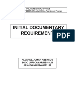 Initial Documentary Requirements: Alvarez, Jomar Abergos Sooc Lupi Camarines Sur 09101048961/09468372158