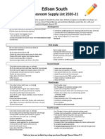 Class Supply List 20-21