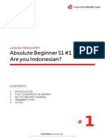 Absolute Beginner S1 #1 Are You Indonesian?: Lesson Transcript