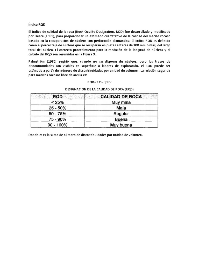Exposion de ROCAS II - Índice RQD | PDF | Materiales | Naturaleza