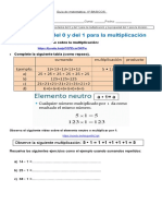 Guía de Matematica 4° BASICOS Propiedades Del 0 y Del 1 para La Multiplicación