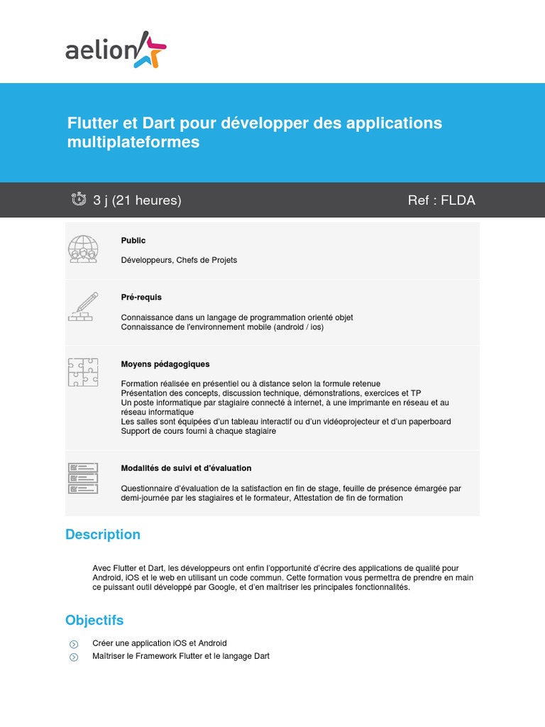 Formation Flutter et Dart Multiplateforme | PDF | Logiciel ...