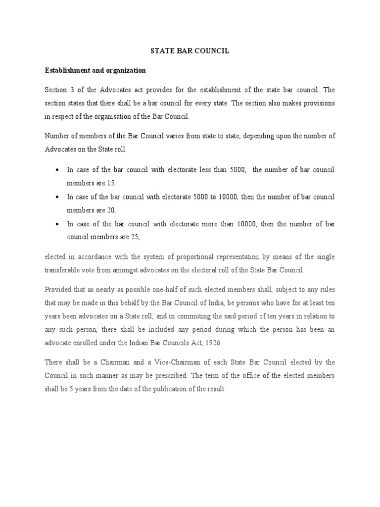 State Bar Council Establishment and Organization PDF