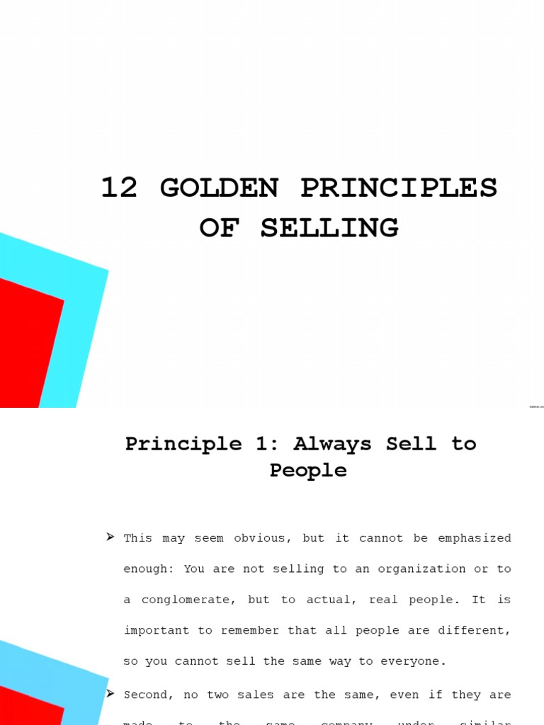 12 Essential Selling Principles | PDF | Sales | Psychological Concepts