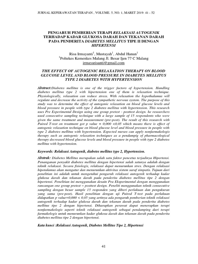 Autogenic Relaxation's Impact on Diabetes | PDF | Relaxation ...