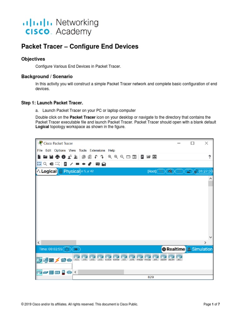2.1.1.4 Packet Tracer - Configure End Devices PDF | PDF | Tab (Gui ...