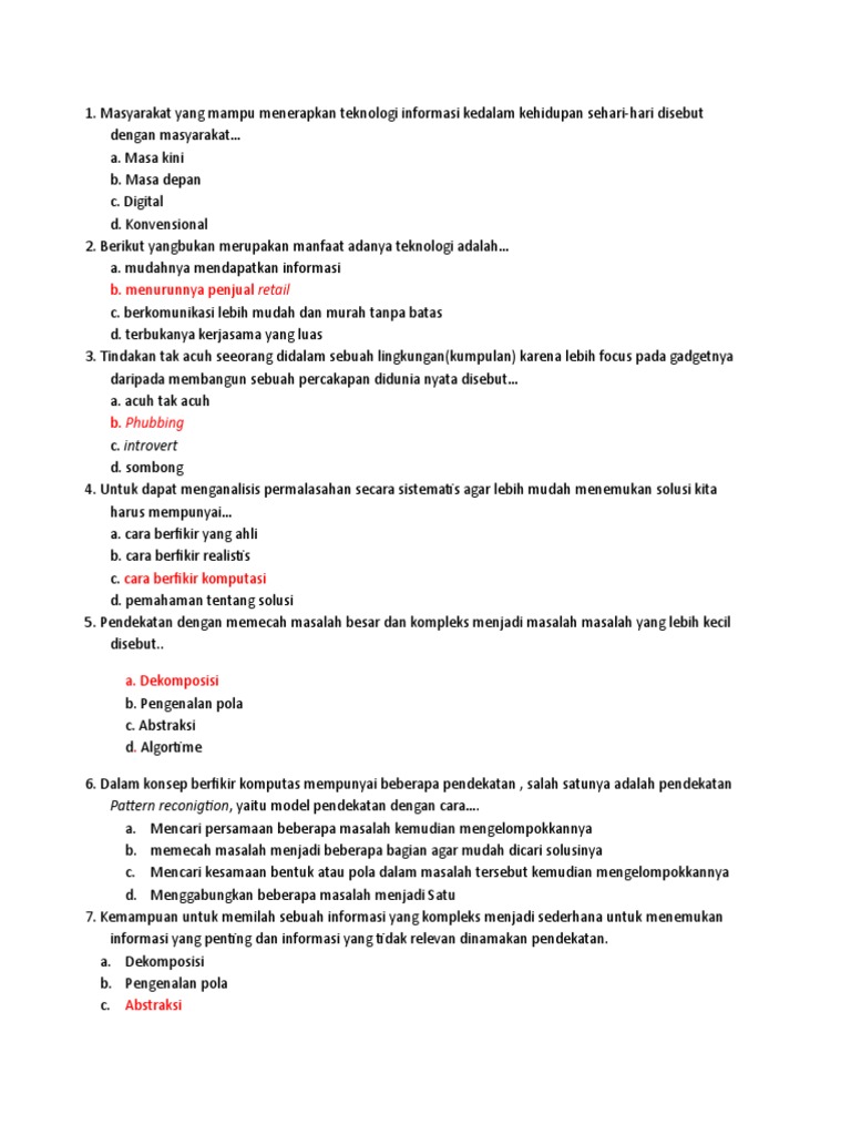 Soal Informatika Kelas 7 PDF