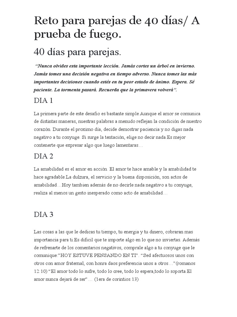 Reto para parejas de 40 días, PDF, Lujuria