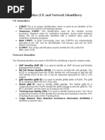 5G NG Identities (UE and Network Identifiers)