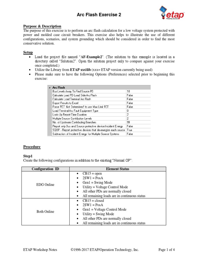 Arc Flash Exercise 2: Purpose & Description | PDF | Computer ...