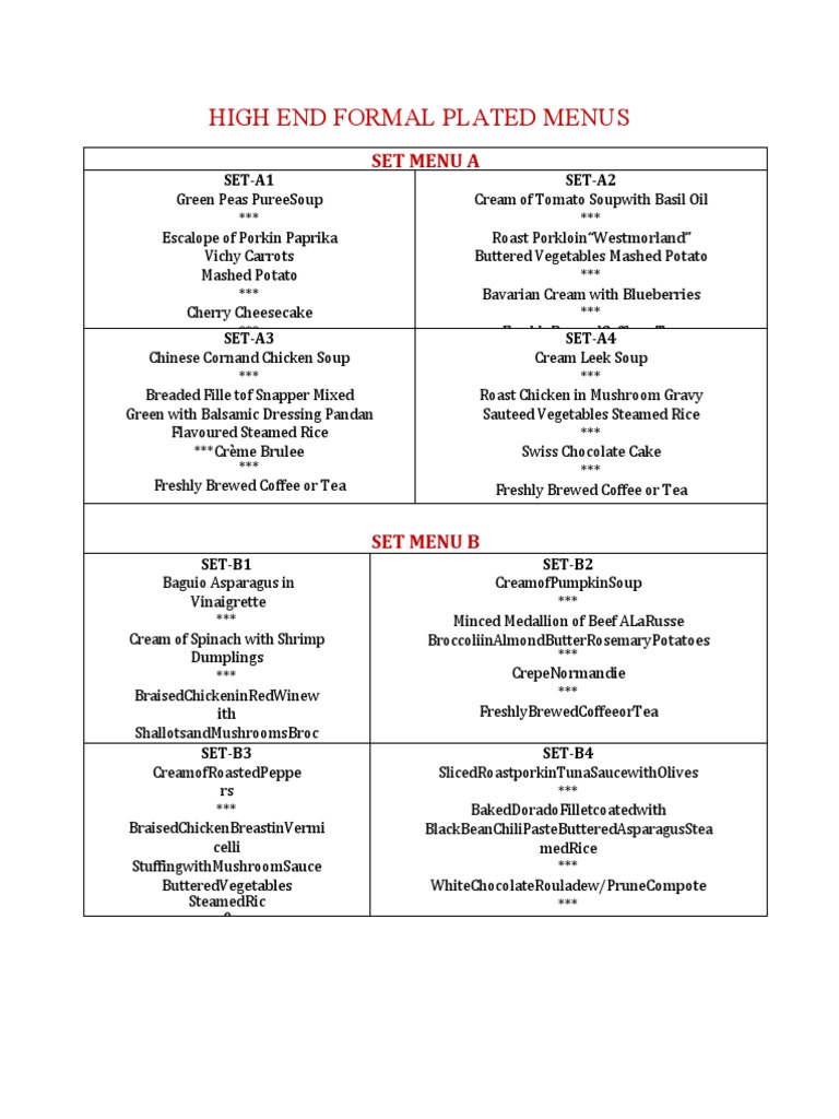 High-End Formal Plated Menus | PDF | Dumpling | Western Cuisine