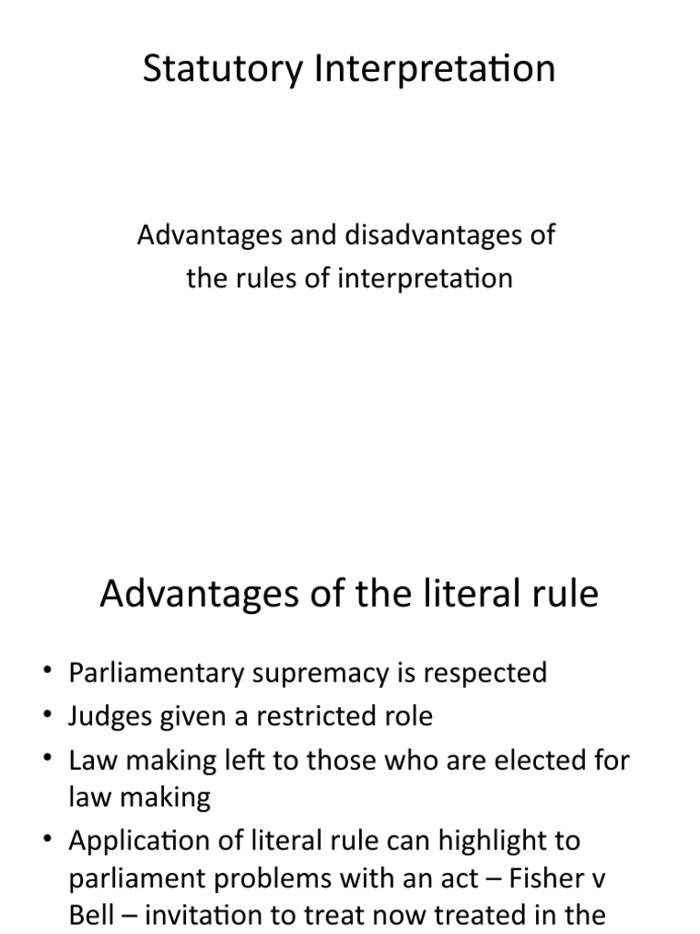 Slides Advantages and Disadvantages of Statutory Interpretation PDF