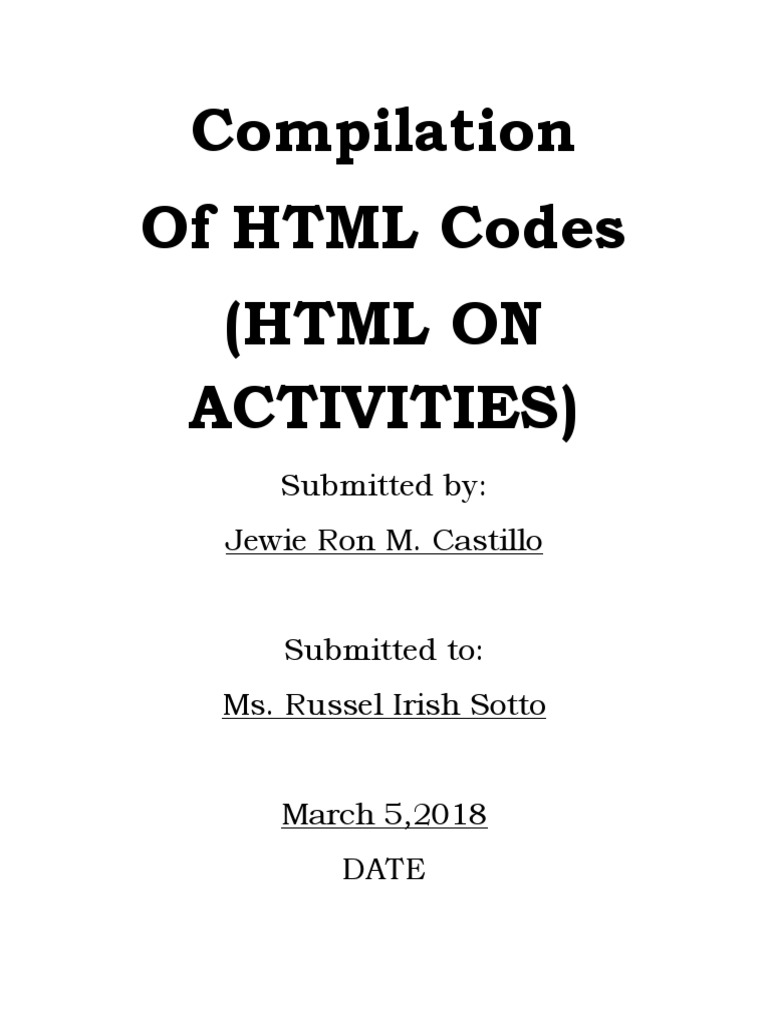 Compilation of html codes pdf html human computer interaction