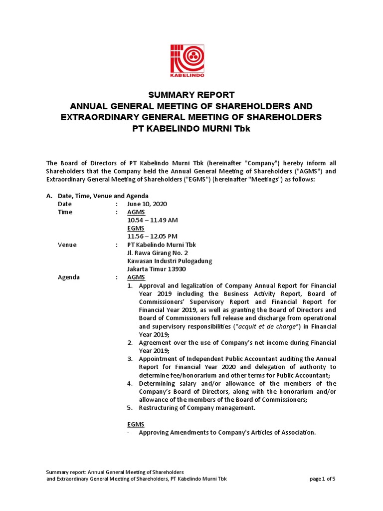 Pengumuman Hasil RUPS Eng 2020 | PDF | Certified Public Accountant ...