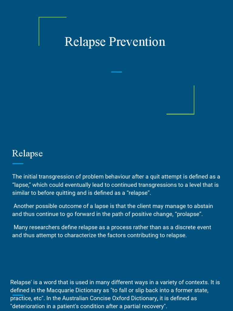 Mental Health Relapse Prevention Guide | PDF | Recovery Approach ...
