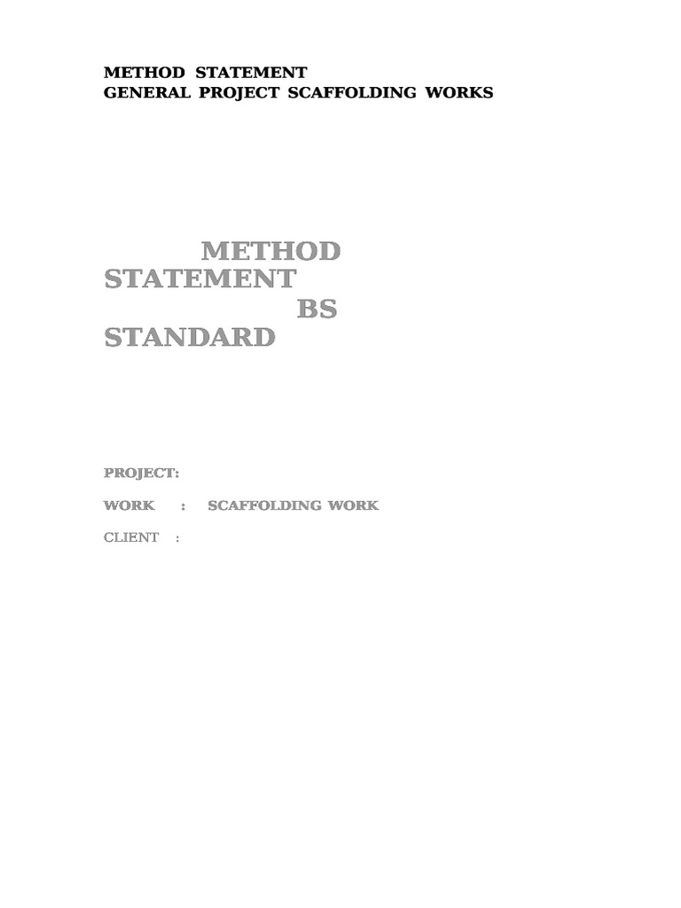 General Scaffolding Method Statement | PDF | Scaffolding | Construction ...