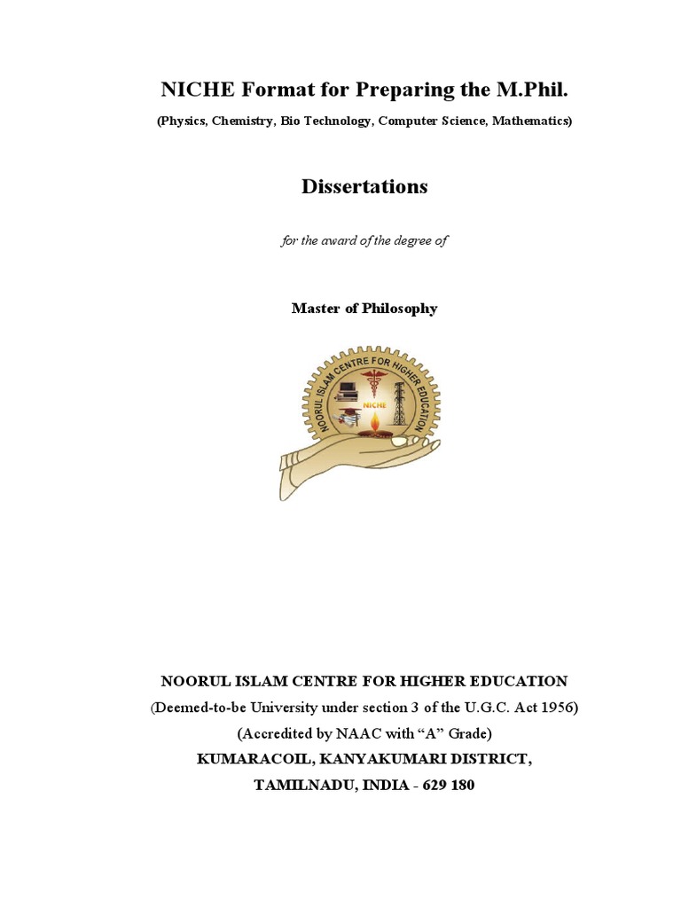 M.Phil Dissertation Guidelines NICHE | PDF | Thesis | Times New Roman