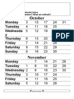 Learn calendar dates and days