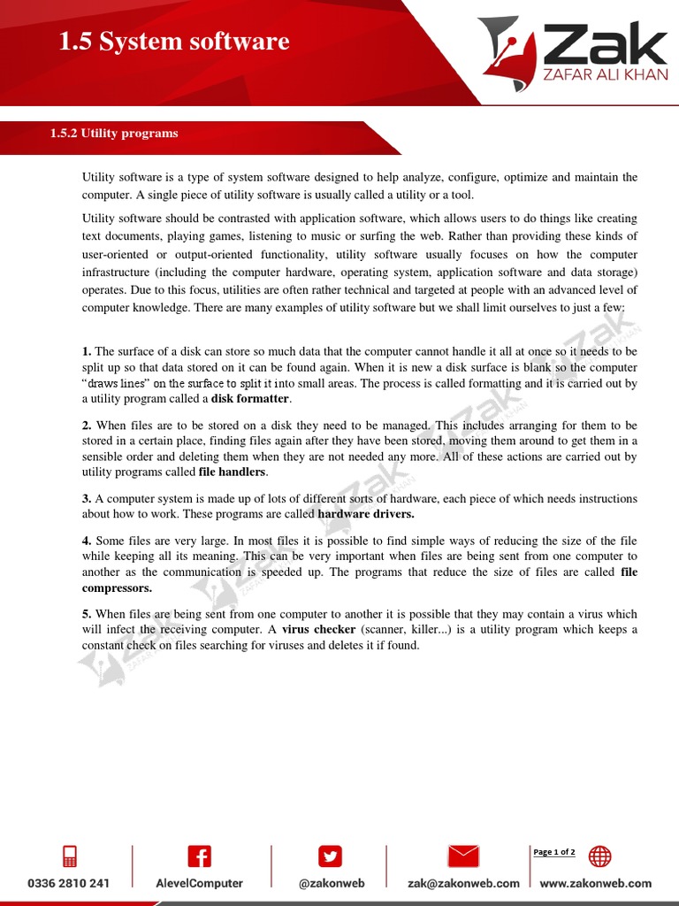 1.5.2 Utility Software PDF | PDF | Backup | Computer Virus