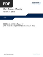 Mark Scheme (Results) Summer 2010: GCSE Urdu (5UR01) Paper 1F Unit 1F: Listening and Understanding in Urdu