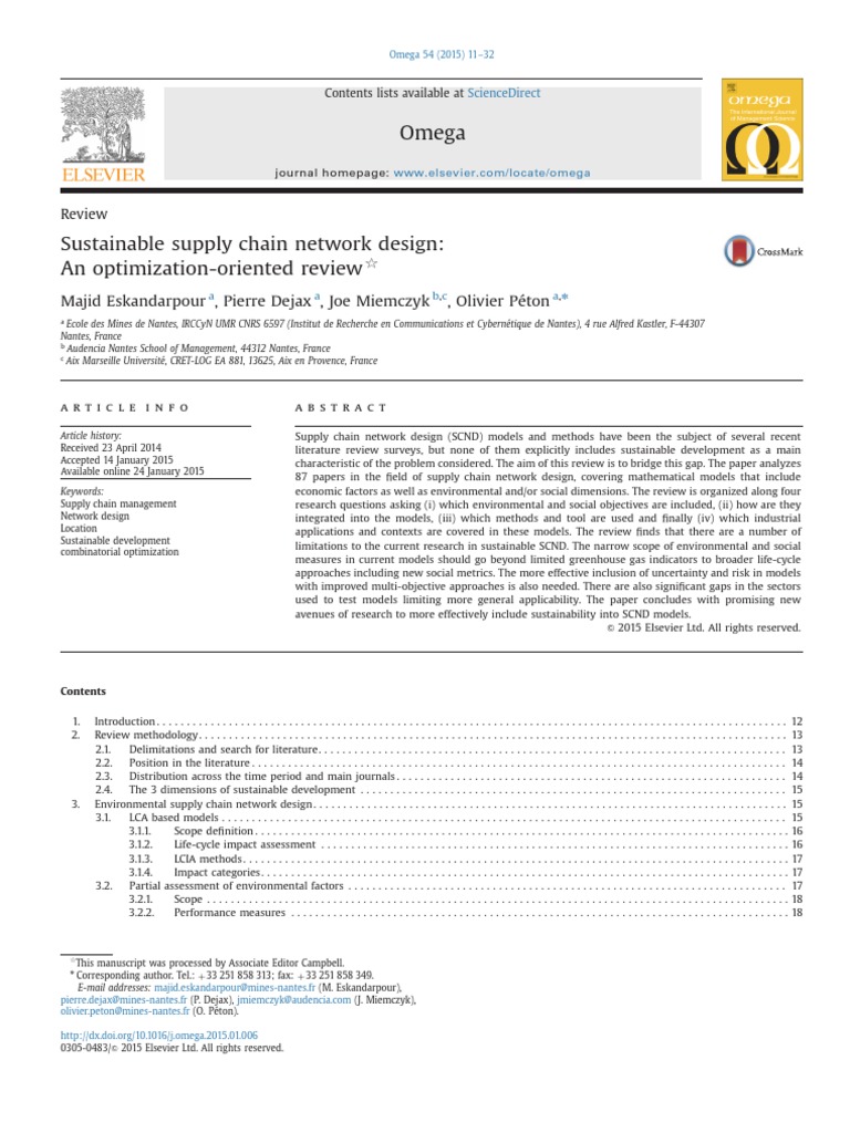 Sustainable SCND: A Comprehensive Review | PDF | Life Cycle Assessment ...