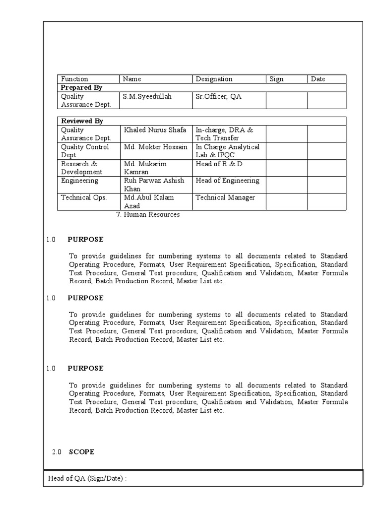 Document Numbering Guidelines SOP | PDF | Specification (Technical ...