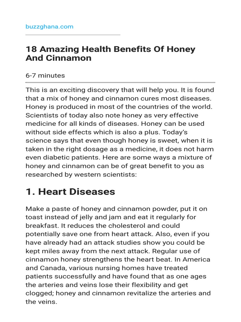 18 Amazing Health Benefits of Honey and Cinnamon PDF Honey Influenza