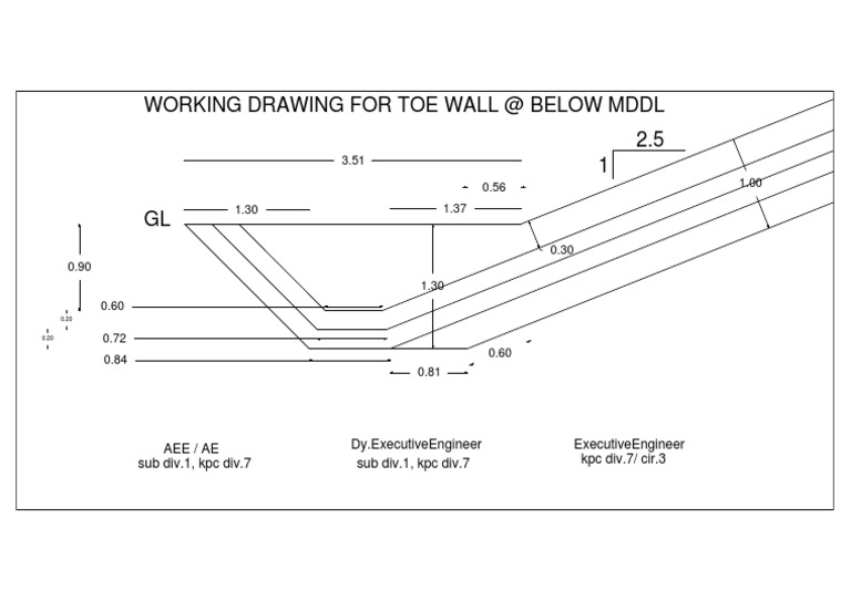 2.5 1 GL Working Drawing For Toe Wall at Below MDDL | PDF