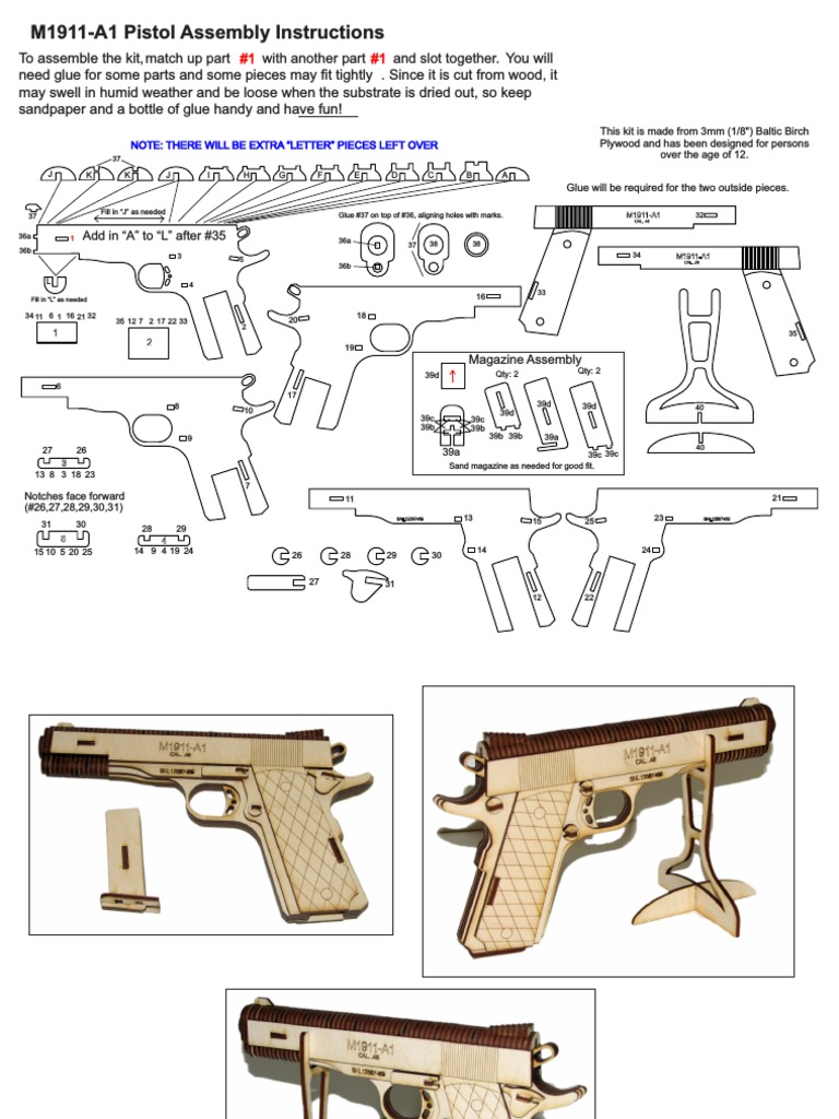 M1911A1 Pistol Assembly Instructions Match Up Part With Another Part