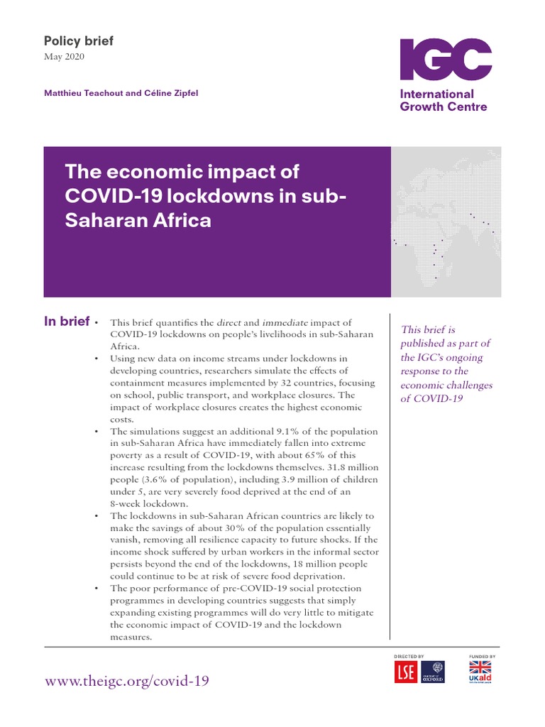 The Economic Impact of COVID-19 Lockdowns in Sub-Saharan Africa | PDF ...