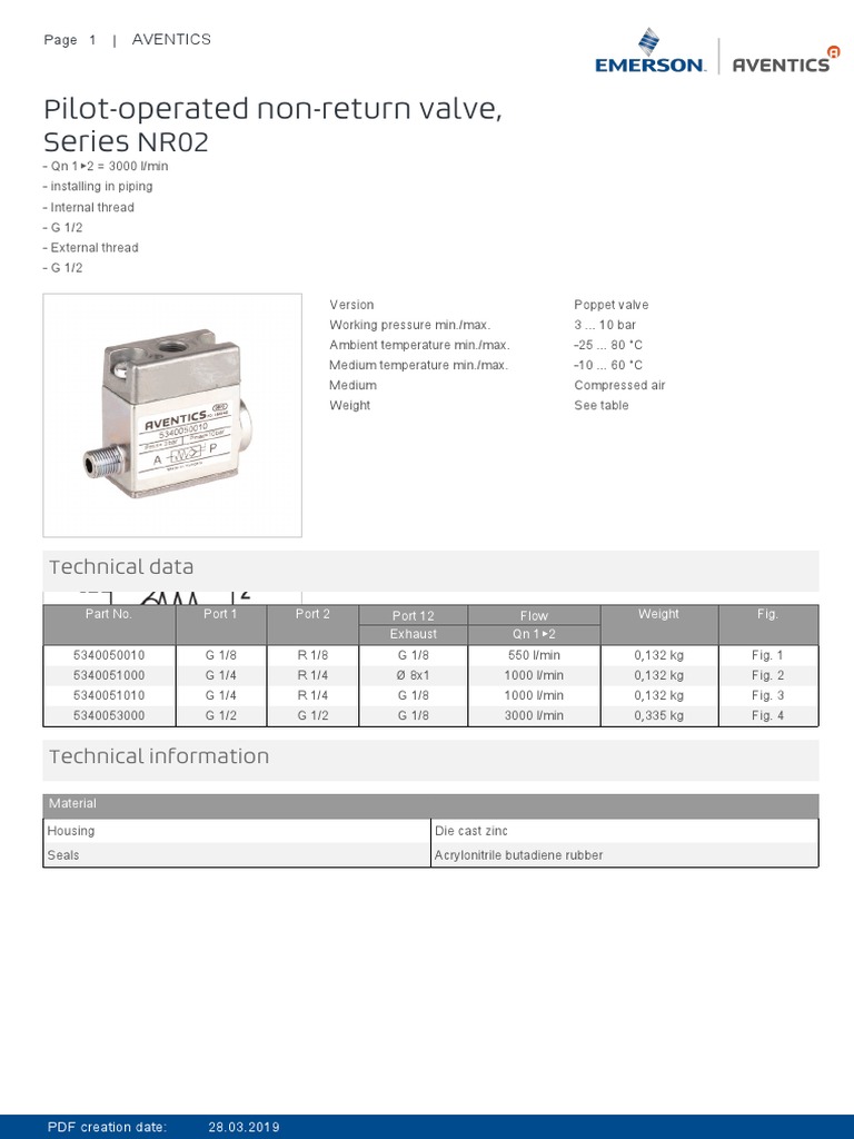 Pilot-Operated Non-Return Valve, Series NR02: Technical Data | PDF ...