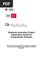 Business Innovation Project Dissertation Guide For Postgraduate Students