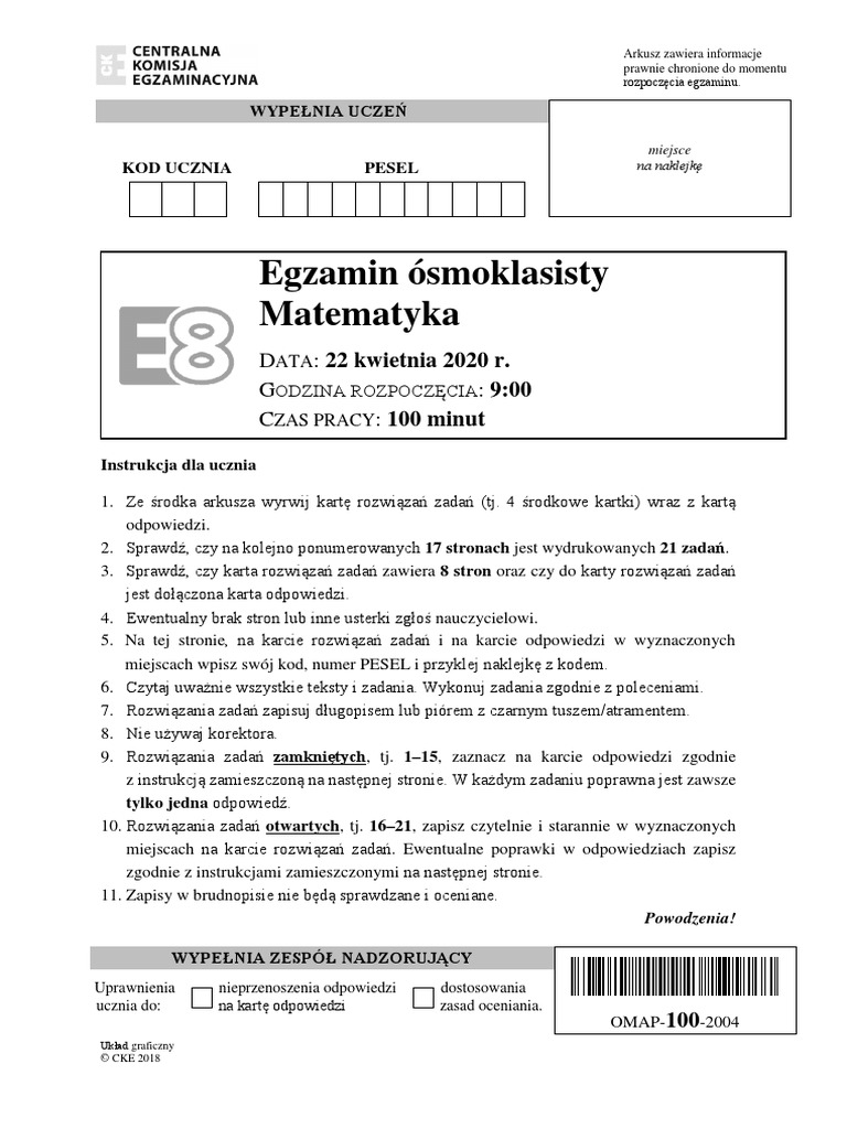 Testy Z Matematyki Klasa 8 Pdf
