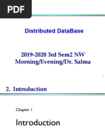 Distributed Database: 2019-2020 3Rd Sem2 NW Morning/Evening/Dr. Salma