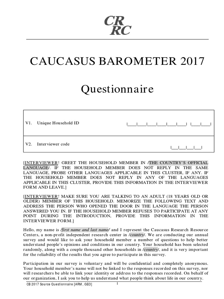 Source Questionnaire 2017 | PDF | Survey Methodology | Science