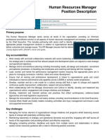 Human Resources Manager Position Description: Primary Purpose