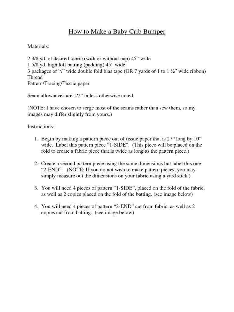 How To Make A Baby Crib Bumper PDF Seam (Sewing) Sewing