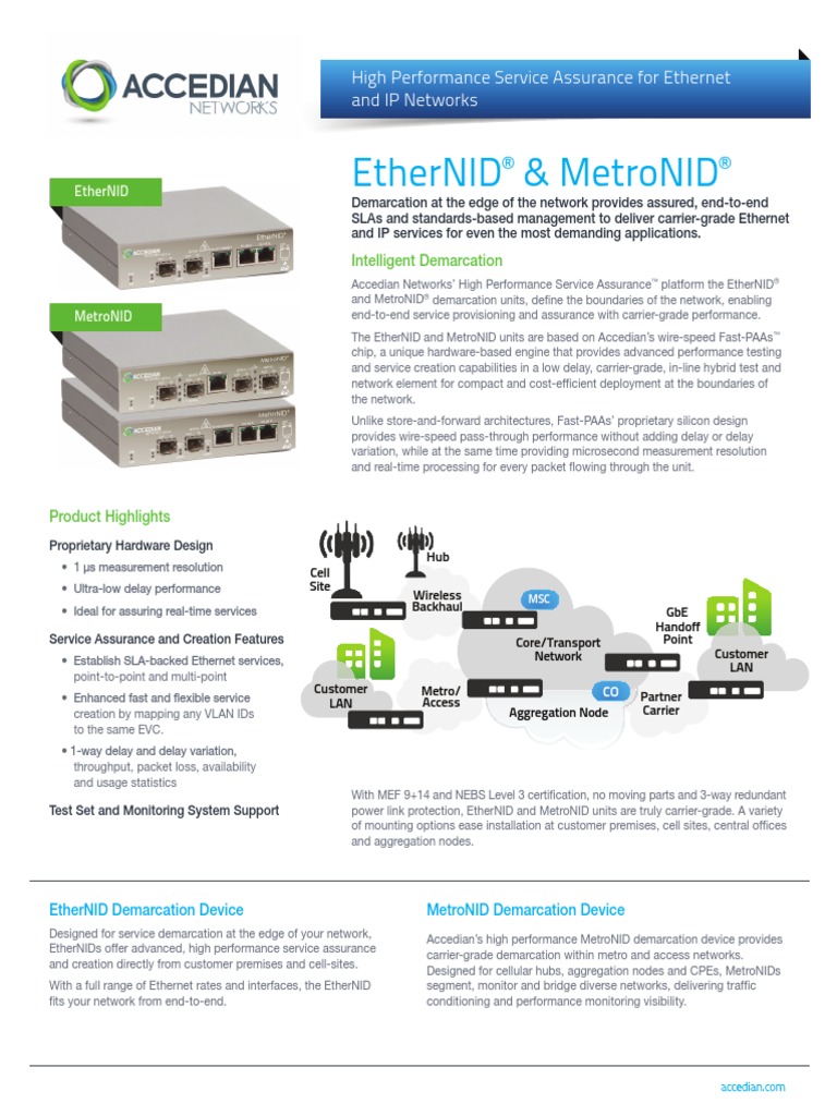 Accedian Networks EtherNID MetroNID 2pg - FINAL - 08.24.13 PDF | PDF ...