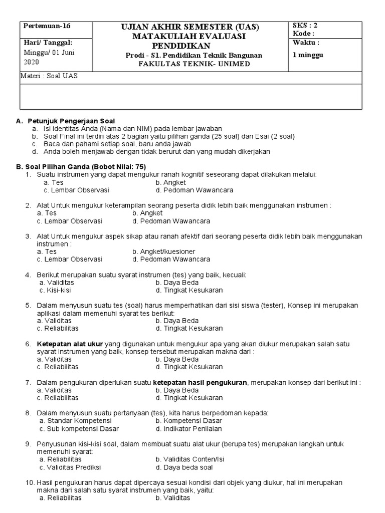 Lembar Validasi Soal Pilihan Ganda Guru Paud