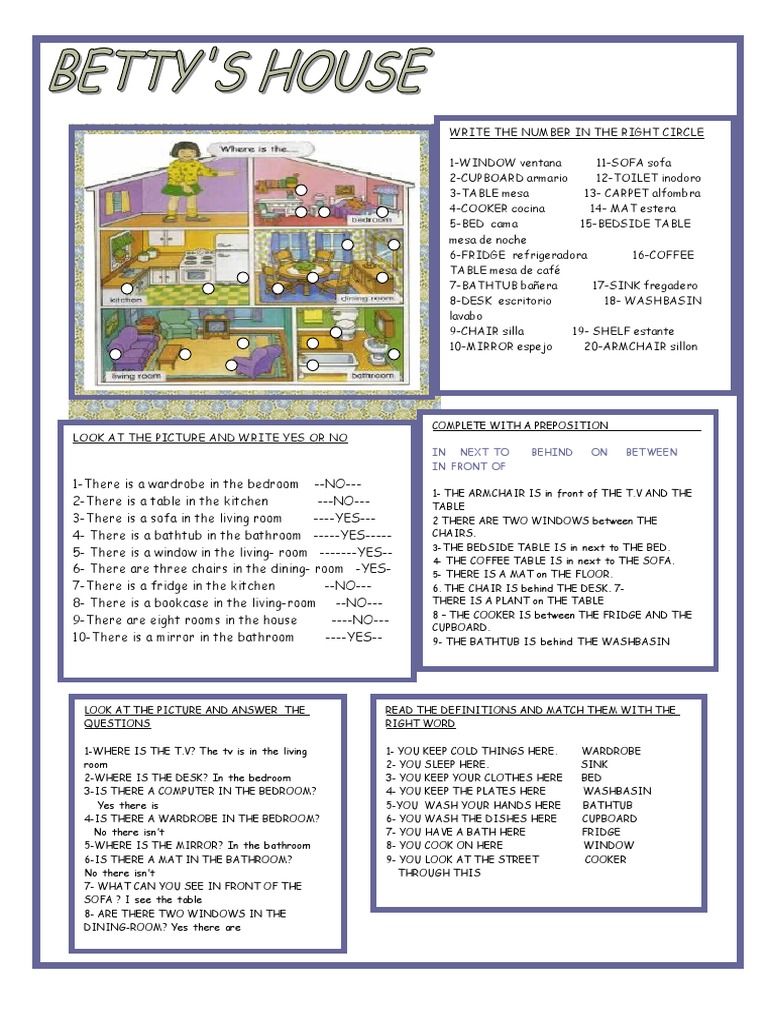 19 Things in the house English ESL worksheets pdf & doc