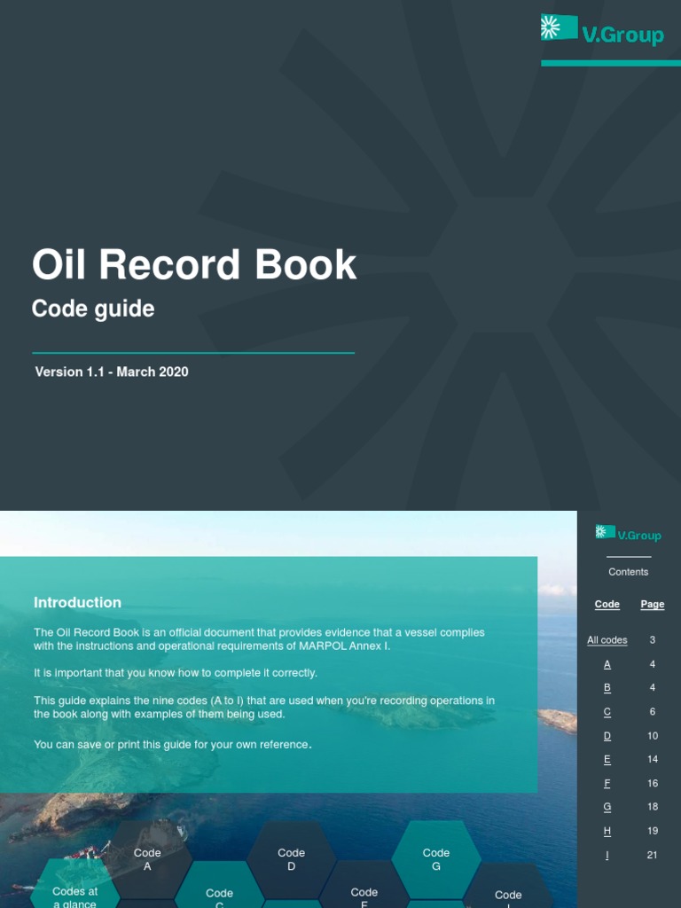 Oil Record Book Code Guide PDF Fuel Oil Energy And Resource