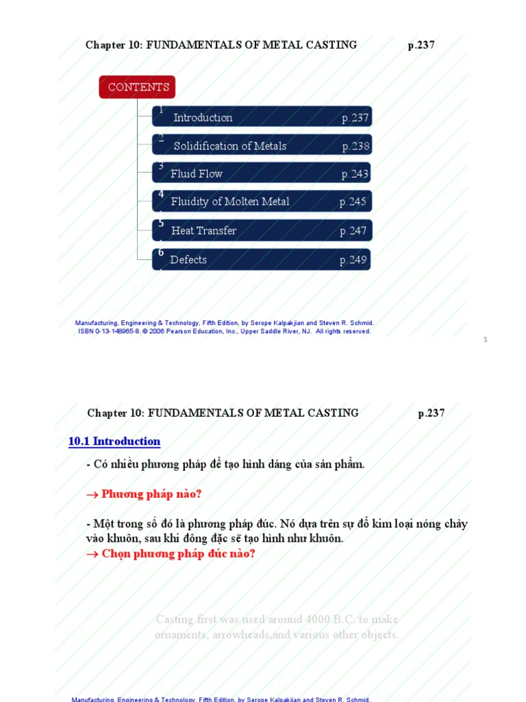 Chapter 10: Fundamentals of Metal Casting P.237 | PDF