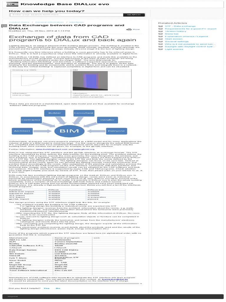 DIALux Data Exchange with CAD Systems | PDF | Building Information ...