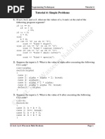 Tutorial 4: Simple Problems: Following Program Segment?