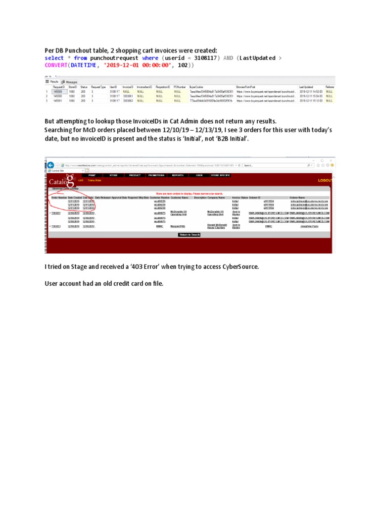 Invoice Lookup Issues for User 3108117 | PDF | Business | Finance ...