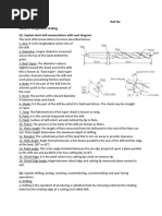 Explain Drilling, Boring, Reaming, Counterboring, Countersinking and Spot Facing Operations