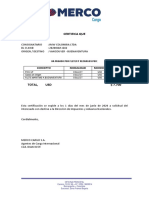 Formato Certificacion de Fletes Imw Colombia 8vo Despacho